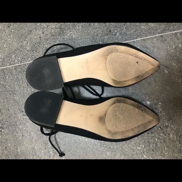 Black Zara wrap flats with glitter heel size 37 - Picture 3 of 4